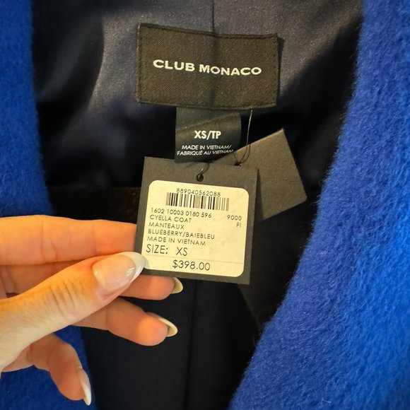 Club Monaco Cobalt Blue Cyella Coat Size XS NWT - Picture 4 of 6